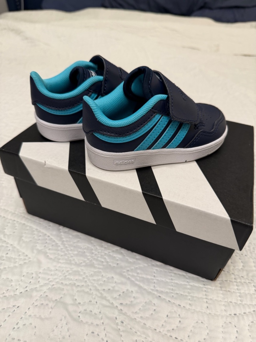 adidas Kids Navy and Teal Velcro Sneakers